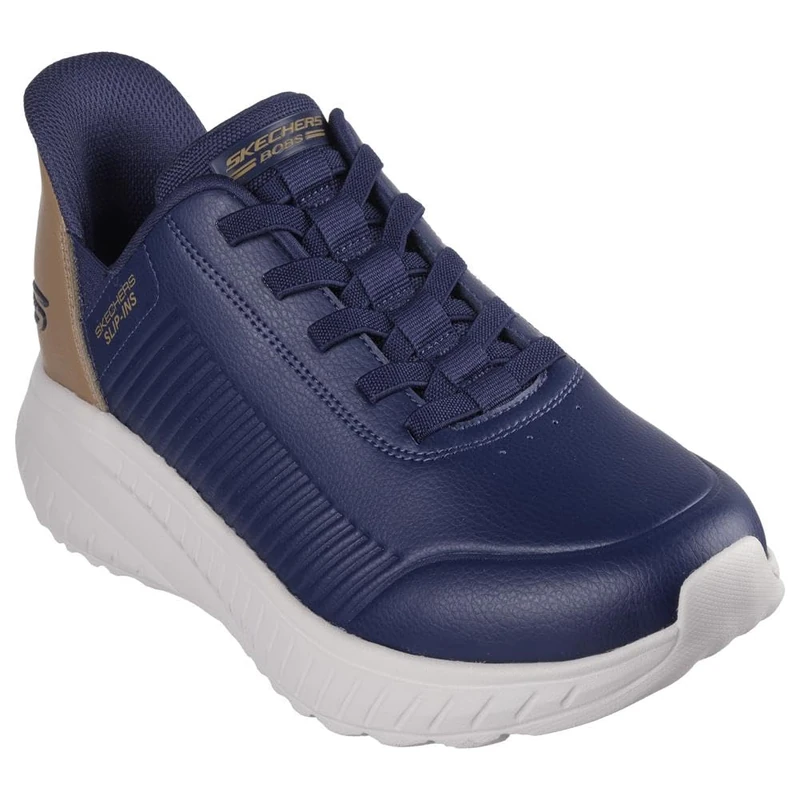 Skechers Men's Hands-Free Slip-ins BOBS Squad Chaos Heel Preferred Sneaker, Navy Pu, 6 UK