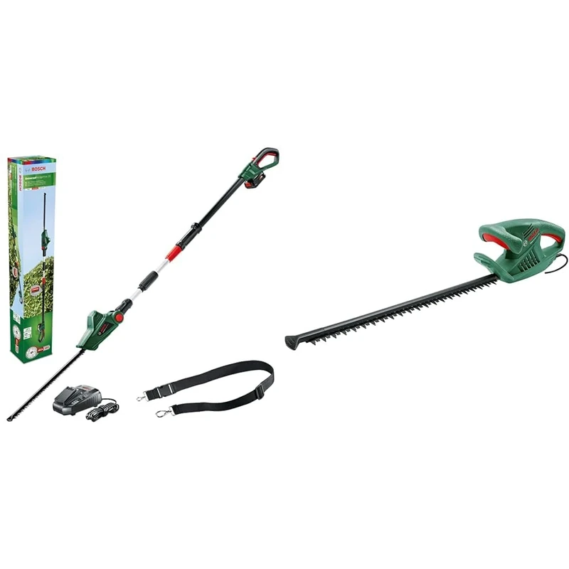 Bosch 06008B3070 Cordless Telescopic Hedge Trimmer UniversalHedgePole 18 (1 Battery) & Bosch Electric Hedge Cutter EasyHedgeCut 45 (420 W, Blade Length 45 cm, Weight: 2.6 kg