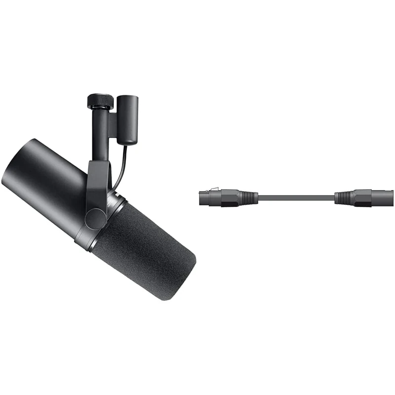 Shure SM7B Dynamic Microphone for Broadcast, Podcast & Recording - XLR Studio Mic for Music & Speech, Wide-Range Frequency & 0.5M Cable - Black