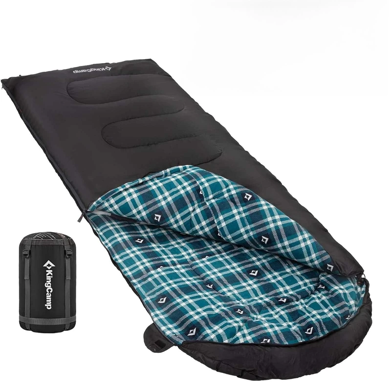 KingCamp Sleeping Bag for Adults, Winter | Flannel Lined Cold Weather 3-4 Season Sleeping Bag, Big and Tall Sleeping Bags, Lightweight, Water-Resistant for Camping, Backpacking, Hiking