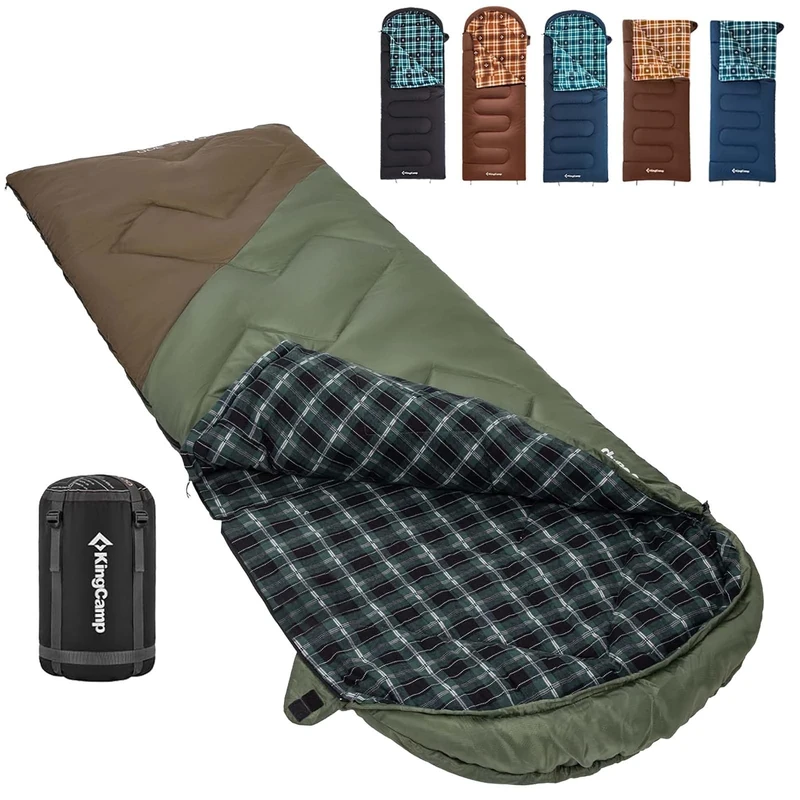 KingCamp Sleeping Bag for Adults, Winter | Flannel Lined Cold Weather 3-4 Season Sleeping Bag, Big and Tall Sleeping Bags, Lightweight, Water-Resistant for Camping, Backpacking, Hiking
