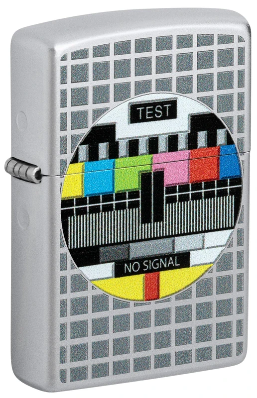 Zippo Windproof Lighter - Model No TV Signal - Satin Chrome Finish, Colour Image - Refillable - Reusable - Windproof Design - Gift Box - Metal - Made in USA - Image 1