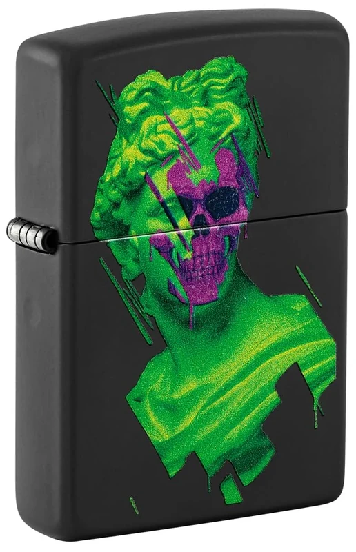 Zippo Windproof Lighter - Skull Hellenism - Black Matte - Black Light Effect - Refillable - Reusable - Windproof Design - Gift Box - Made in USA