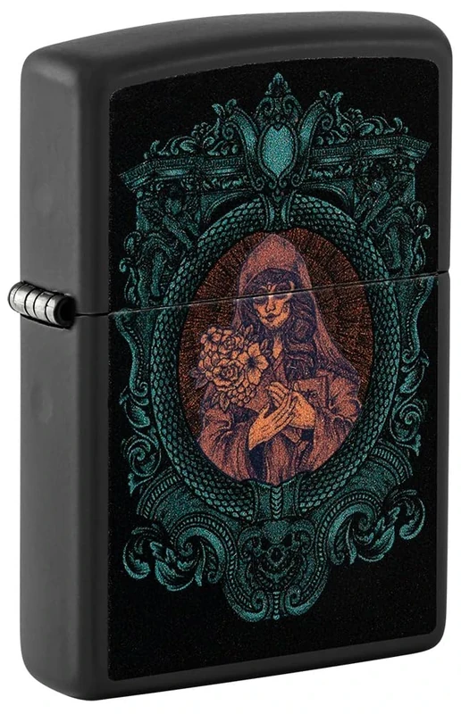 Zippo Windproof Lighter - Woman in the Mirror - Black Matte - Black Light Effect - Refillable - Reusable - Windproof Design - Gift Box - Made in USA