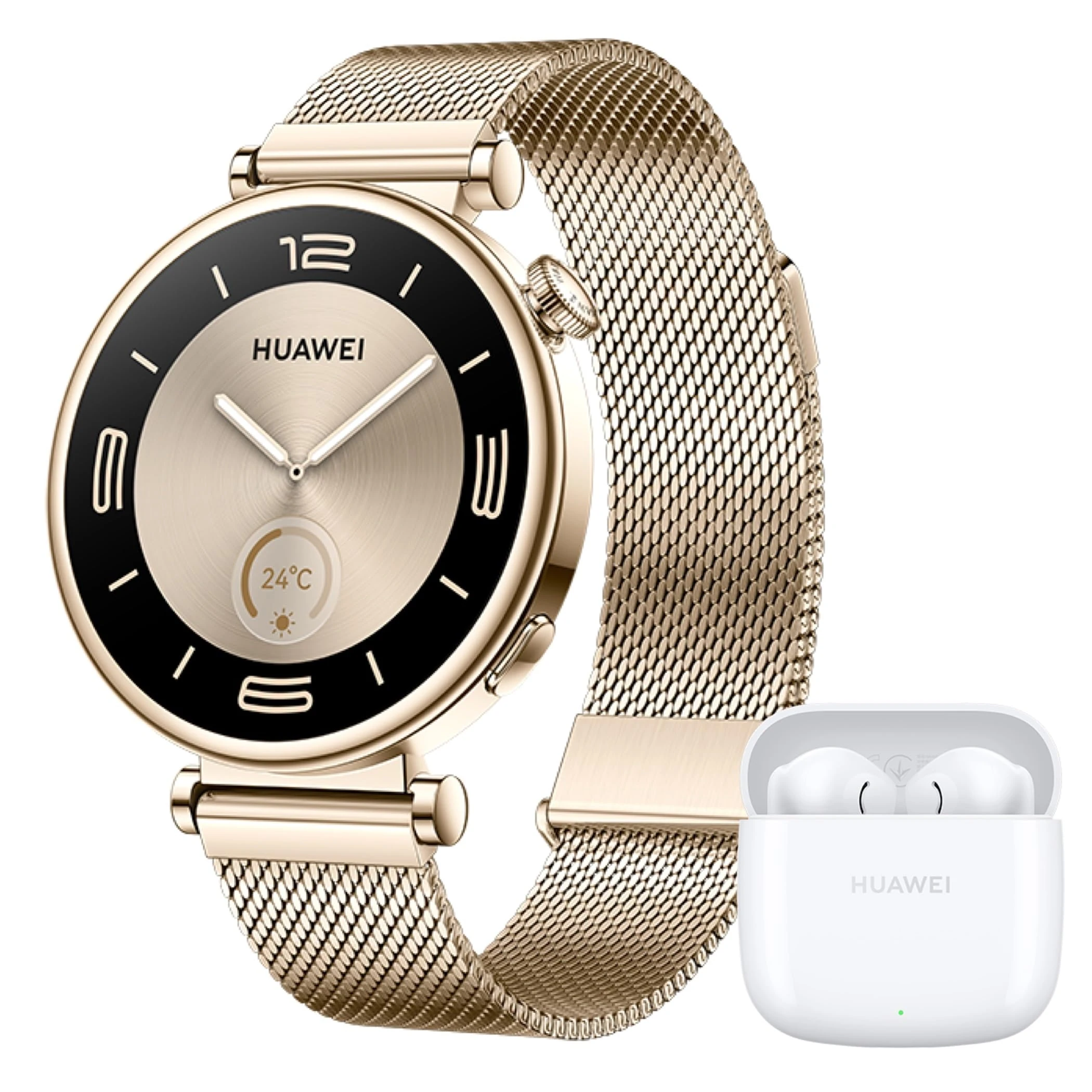 HUAWEI WATCH GT 4 Smart Watch 41MM Milanese Gold, Long Battery Life Fitness Tracker Compatible with Android & iOS FreeBuds SE2 White Wireless Earphones, Bluetooth In-Ear Headphones