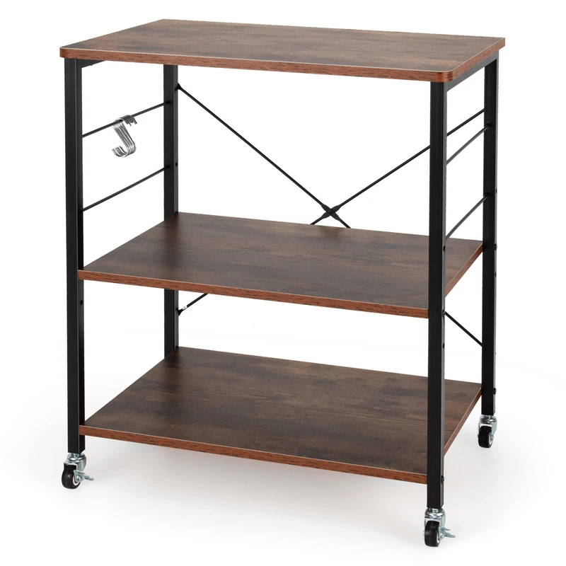 GiantexUK Kitchen Baker's Rack (Rustic Brown, 2 Adjustable Shelves)