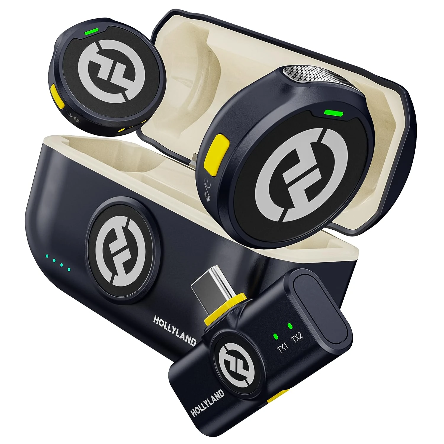 Hollyland Lark M2 Wireless Lavalier Microphone Compatible with Android Phones, iPhone 15, 300m Transmission Range, Hi-Fi Audio, Noise Cancelling, 30H Duration, Lapel Mic for Livestream Vlog-Black