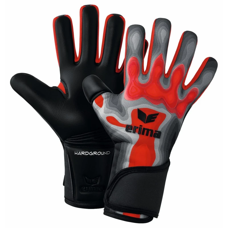 Erima Unisex - Adult Flex-Ray Pro Hardground 2.0 Goalkeeper Gloves (7222406), Grey/Red, 11