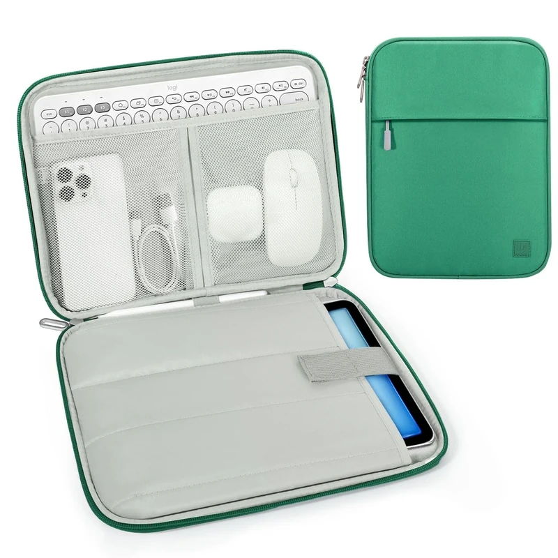 Dadanism 9-11 Inch Tablet Sleeve - Padded Carrying Case for iPad 10.9",iPad 9/7th Gen 10.2", Galaxy Tab A9+, Dark Green