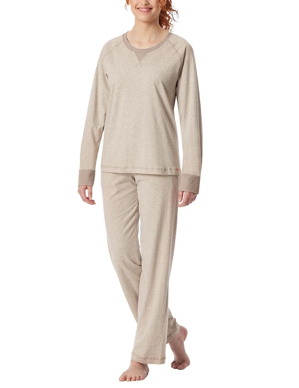 Schiesser Women's Long Soft Cotton Pyjama Set, Nightwear Pajama, Natur_181905, UK 16
