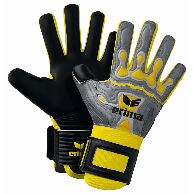 Erima Unisex - Adult Flex-Ray Hardground 2.0 Goalkeeper Gloves (7222404), Grey/Yellow, 8