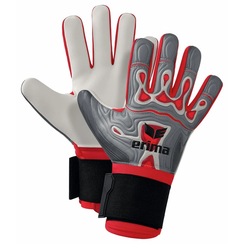 Erima Unisex Youth Flex-Ray Robusto 2.0 Goalkeeper Gloves (7222403), Grey/Red, 4