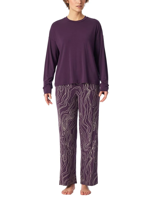 Schiesser Women's Pyjama Set Long Modal-Selected Premium Pajama, Plum_181891, 3 UK