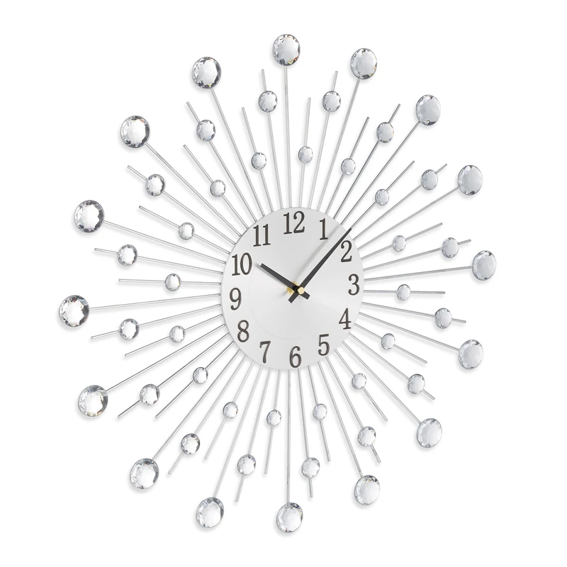 Relaxdays Wall Clock, Silver, 50 x 4.5 cm