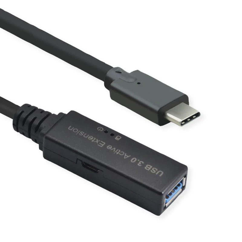 ROLINE USB 3.2 Gen 1 Active Repeater Cable, Type A - C, Black, 15 m
