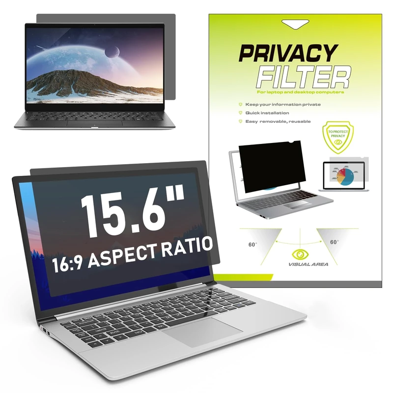 LAMA 15.6 Inch Universal Laptop Privacy Screen Protector for 15.6" Laptop, Anti-Blue Light/Anti-Glare/Anti UV Screen Filter (WxH:13.58" x 7.63") with Privacy Protection/Eye Protection(16:9)