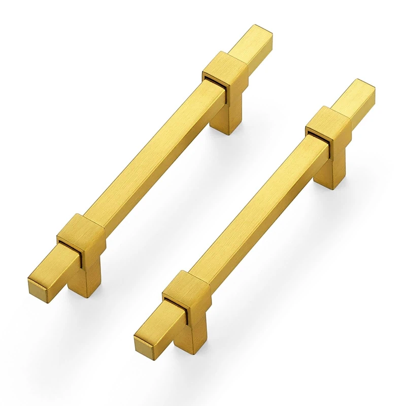 25 Pack Gold Cabinet Handles, 3-3/4" Hole Center Kitchen Drawer Pulls