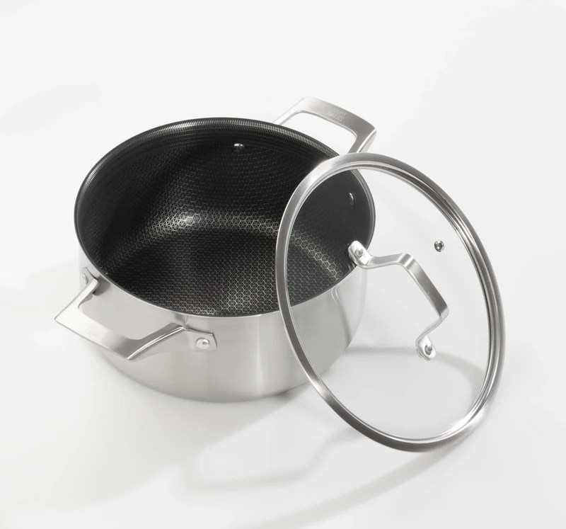 Hairy Bikers Hex Guard, 24CM Casserole Dish, Stainless Steel, Non-Stick, Oven Safe, Metal Tool Safe, Dishwasher Safe, PFOA Free, Suitable for All Hobs