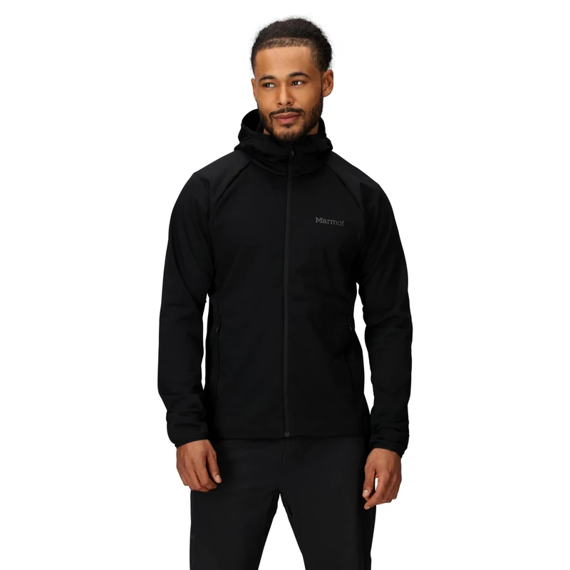 Marmot Men's Leconte Full Zip Hoody, Warm Full Zip Jacket, Breathable, Wind Resistant Body Warmer, packable, ideal for hiking & ski layering, Black, L