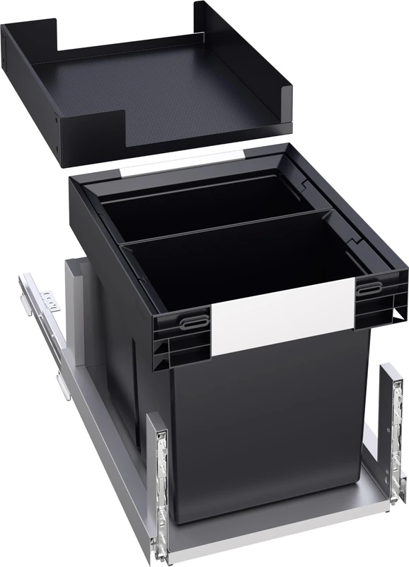 BLANCO SELECT II 40/2 Combi | Waste sorting system | Pull-out system for attachment to the front panel | Drawer | Storage shelf | 2 x 13 litre bins | 400 mm extension depth | [45.1x35.3x44.2 cm] - Image 1