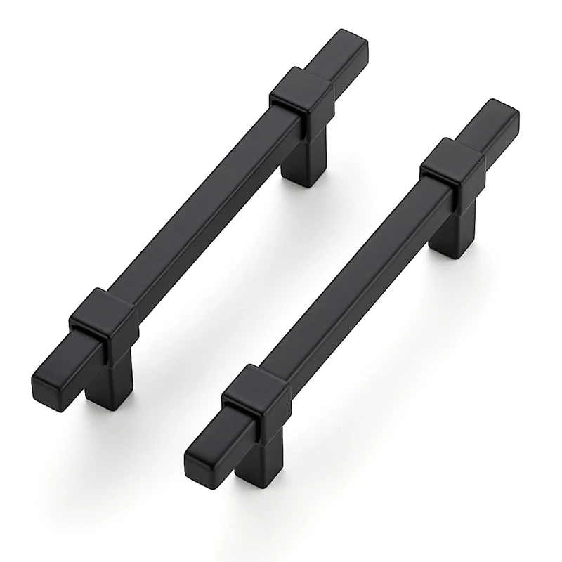 20 Pack Black Cabinet Handles, 3-3/4" Hole Center Kitchen Drawer Pulls