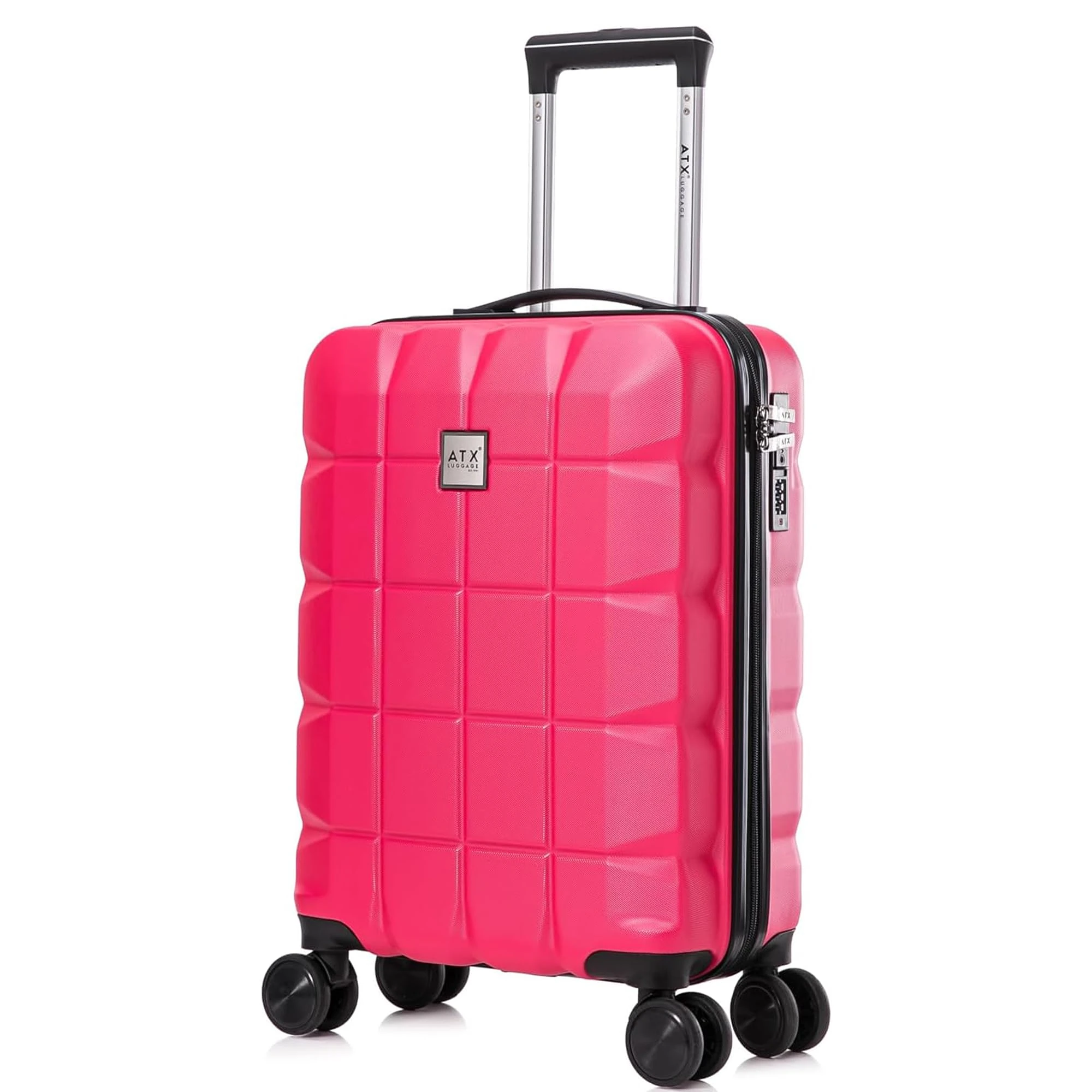 ATX Luggage 55x36x20cm Cabin Suitcase Super Lightweight Small Suitcase Approved for 100+ Airlines Including EasyJet, Ryanair, British Airways & Virgin Atlantic (Hot Pink, 21Inches, 33Liter)