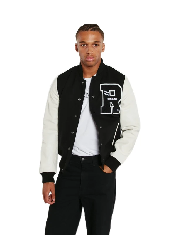 Redskins Men's Ford Hatch Leather Jacket, BLWH, L