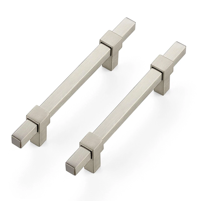 25 Pack Brushed Nickel Cabinet Handles, 3-3/4" Hole Center Drawer Pulls