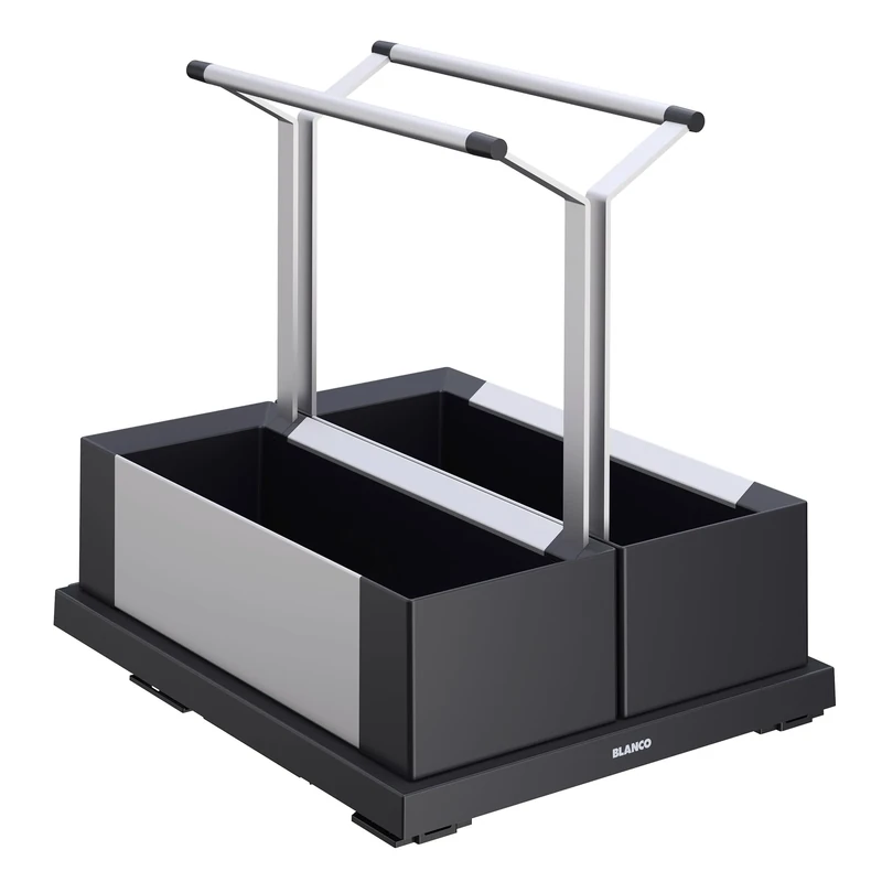 BLANCO Storage Caddy 40 | Plastic, Aluminium Black-Grey | Convenient Access Thanks to Handle and Full-Extension Sliding Function | [41,5x34x39,5 cm]