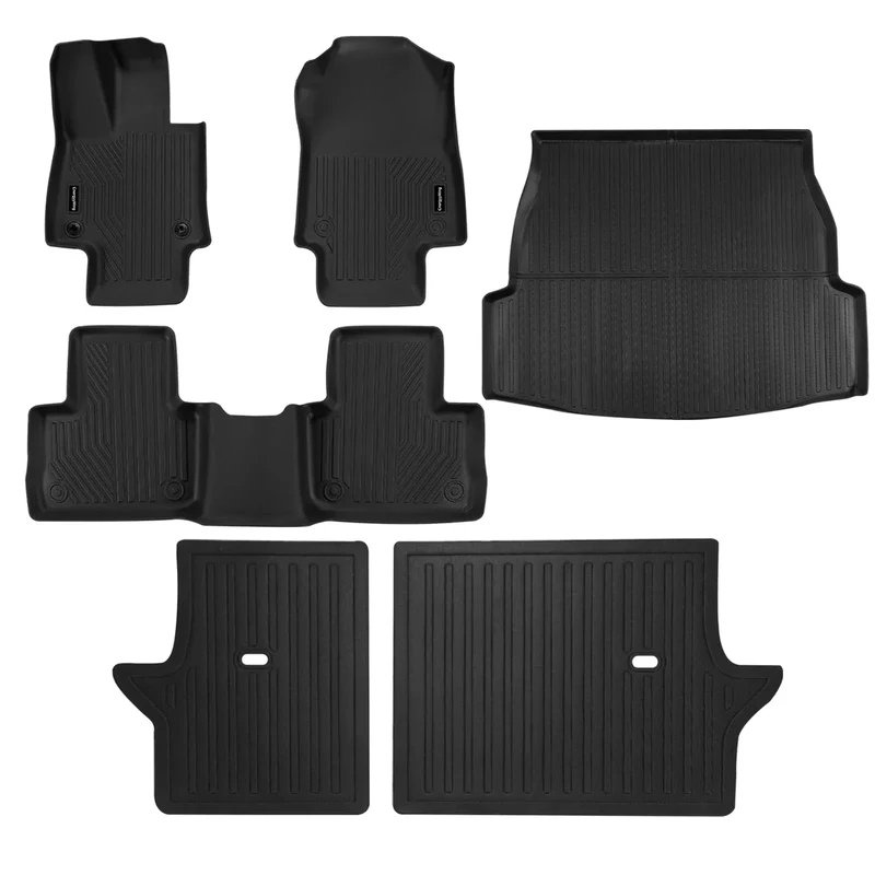 Custom Fit All Weather Car Floor Mats for Toyota RAV4 2025-2019 & RAV4 Hybrid - Durable TPE Floor Liners, 6Pcs Car Mats Full Set for 2025 Rav 4 Rubber Mats - Black Toyota RAV4 Accessories