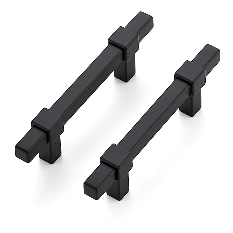 25 Pack Black Cabinet Handles, 3" Hole Center Drawer Pulls Cabinet Hardware