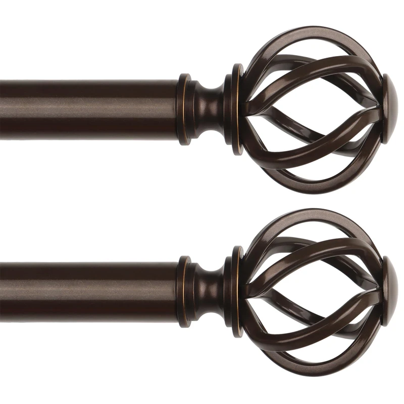 USFOOK Curtain Rods for Windows 48 to 84, Bronze Drapery Rod, 2 Pack