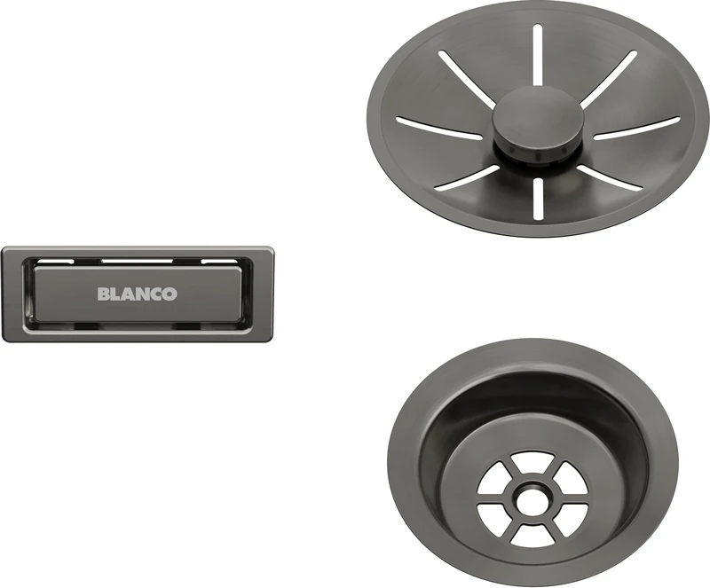 BLANCO Waste and Overflow Set for Single Bowl | Satin Dark Steel