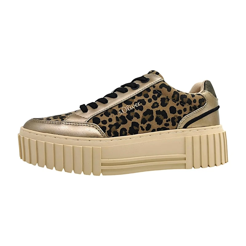 s.Oliver Women's Platform Trainers Platform Vegan, Leopard, 6.5 UK