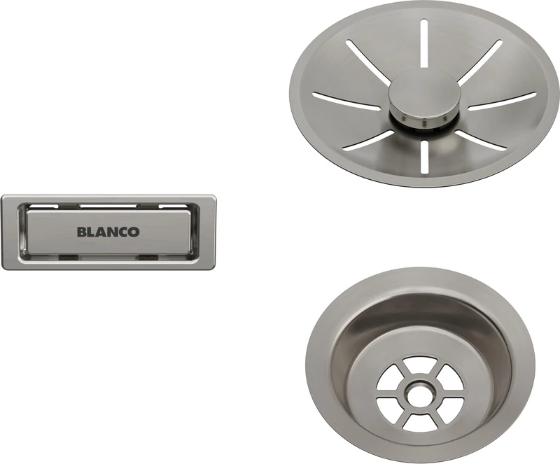 BLANCO Waste and Overflow Set for Single Bowl | Satin Platinum