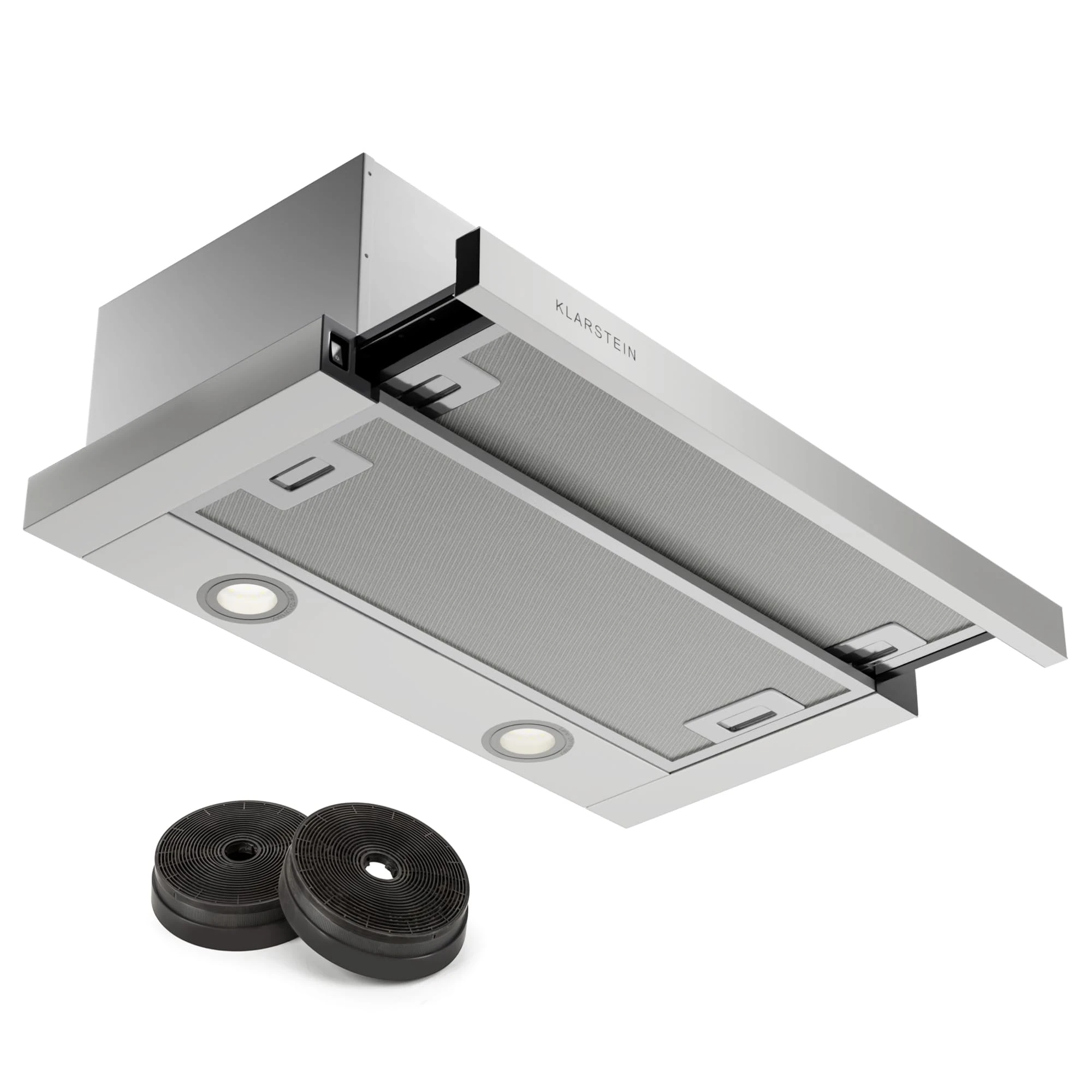 Klarstein Cooker Hood 60cm, Extractor Fan for Kitchen w/Dishwasher Safe Aluminium Grease Filter, 305 m³/h Airflow, LEDs, Touch Controls Cooker Hoods, Wall Mount Steel Fan Vent Hoods