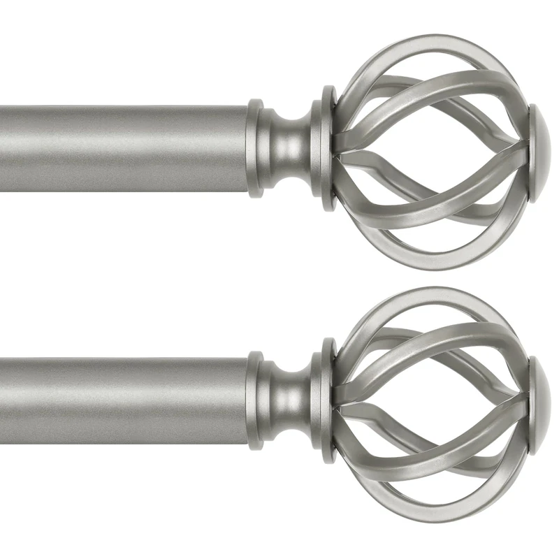USFOOK Curtain Rods for Windows 48 to 84, Antique Silver, 2 Pack