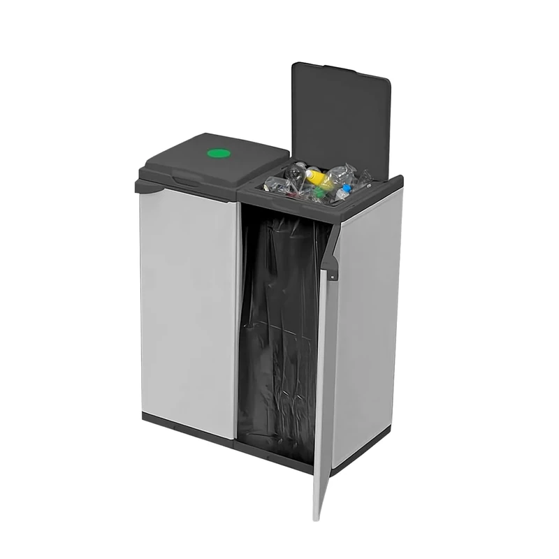 Avilia Portable Waste Bin with 2 Bin Bag Holders for Waste Separation - 80L Capacity Bin Bag Holder