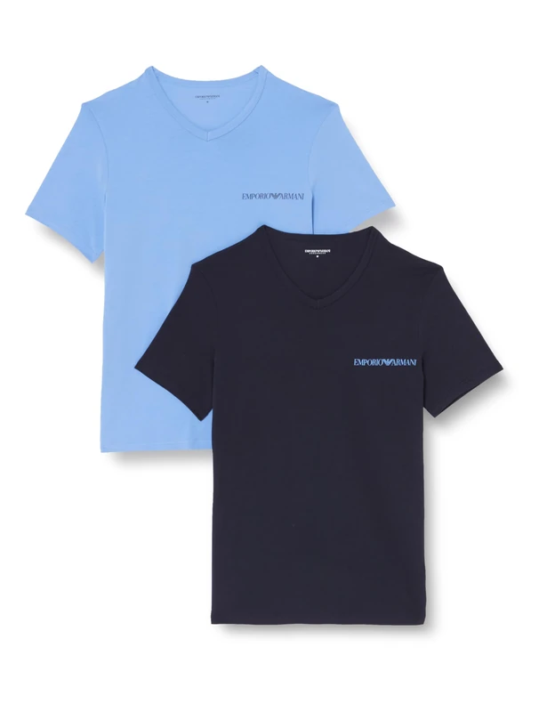 Emporio Armani Men's T-Shirt, Navy/Light Blue, S