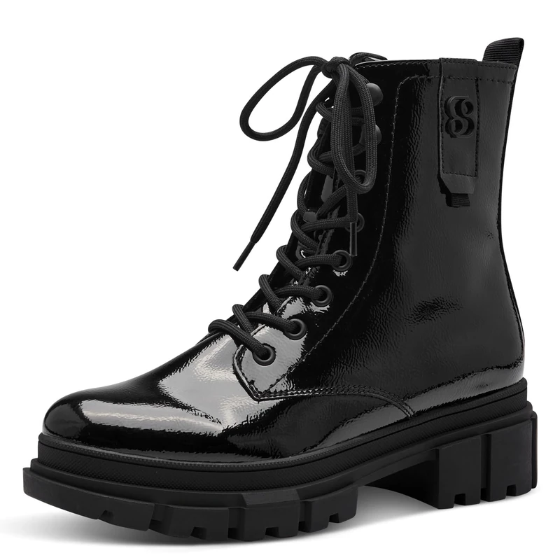 s.Oliver Women's Lace-Up Boots 5-25214-41, Black (Black Patent), 5 UK - Image 1