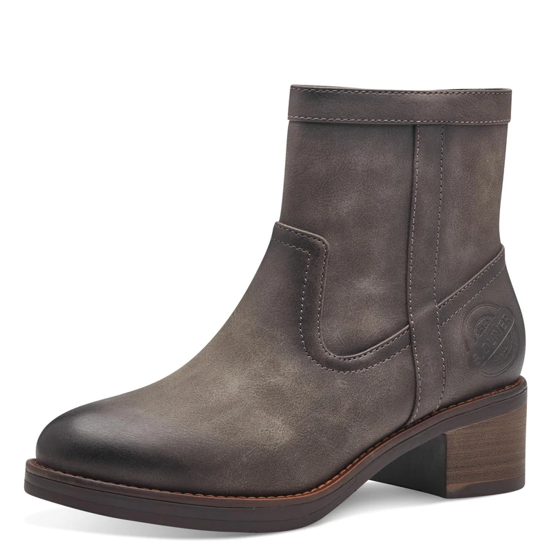 s.Oliver Women's Elegant Vegan Ankle Boots with Heel, Cigar, 4 UK