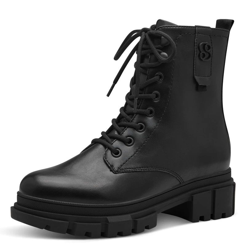 s.Oliver Women's Ankle Boots Without Heel Lace-Up Vegan, black, 7 UK