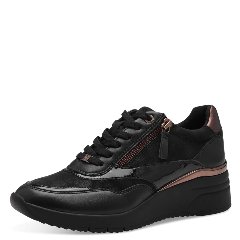 s.Oliver Women's Trainers Flat with Zip Sporty, Black, 8 UK