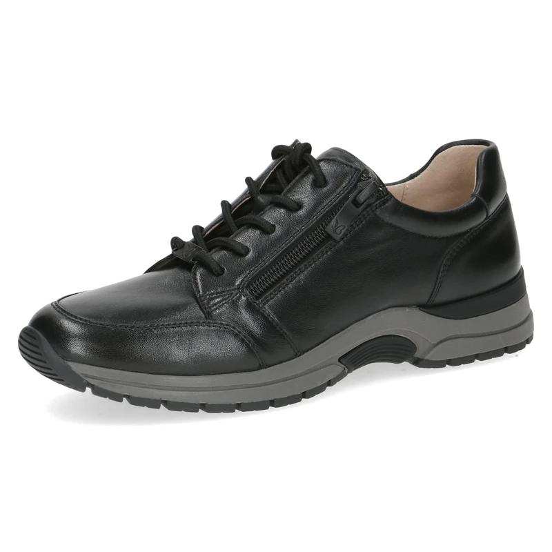 CAPRICE Women's Low-top Leather Sneakers with Zipper, Black (Black Nappa), 6 UK