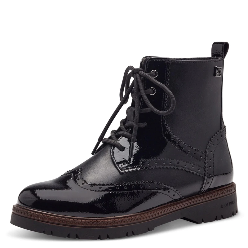 s.Oliver Women's Lace-Up Boots No Heel with Zip Vegan, black, 8 UK