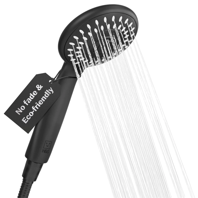H&S Adjustable Power Shower Head - Universal High Pressure Shower Head - 5 Different Spray Mode Showerheads - Powerful Chrome Replacement - Choose from Mist Turbo Massage Rain