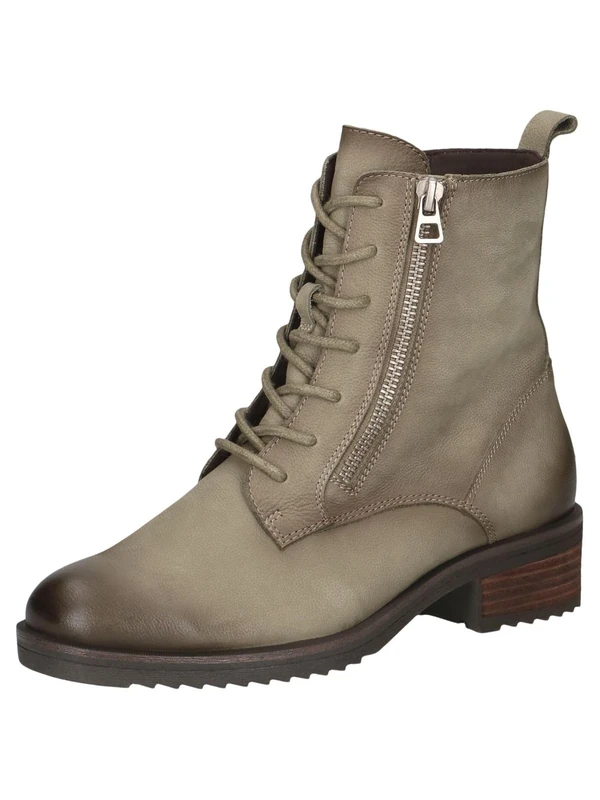 CAPRICE Women's Lace Boot Flat 9-25253-43 Ankle, Khaki Nubuck, 4 UK