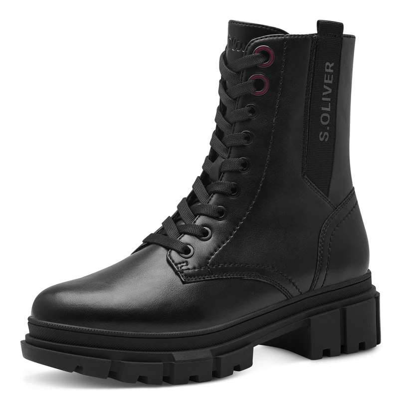s.Oliver Women's Lace-Up Boots No Heel with Zip Vegan, black, 7 UK