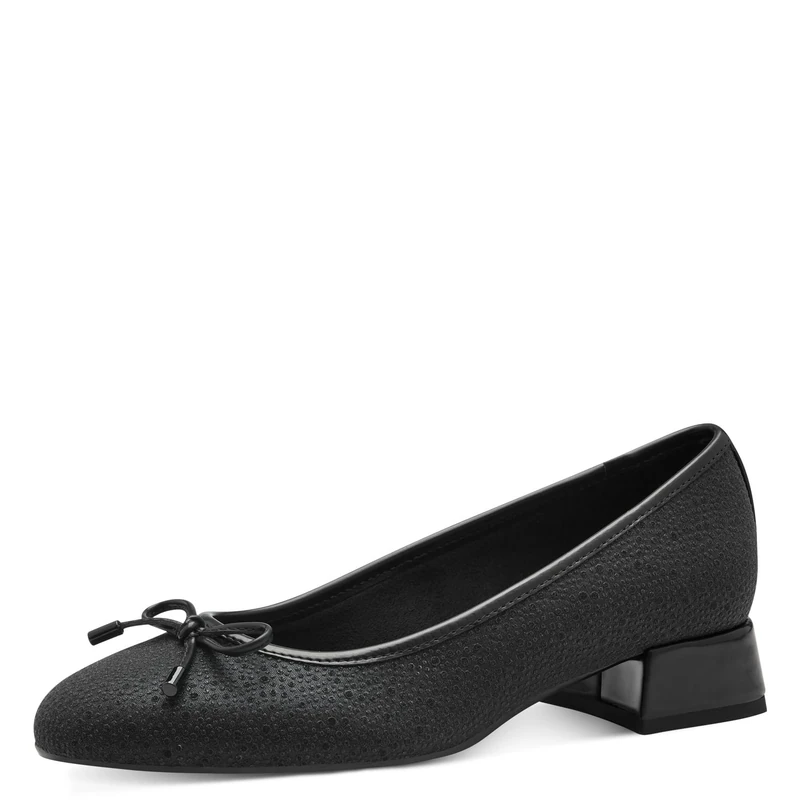 MARCO TOZZI Women's Elegant Pumps with Bow, Black Glitter, 9 UK