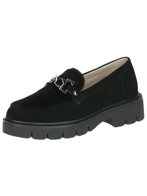 CAPRICE Women's Loafers with Block Heel Elegant, Black (Black Suede), 6 UK - Image 1